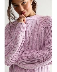 Free People - Frankie Cable Knit Sweater - Lyst