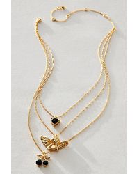 Free People - Angels Only 14k Gold Plated Layered Necklace At In Black - Lyst