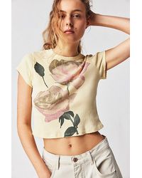 Daydreamer - Rose Pointelle Tee At Free People In Yellow Fizz, Size: Xs - Lyst