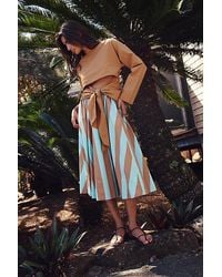 free-est - Lowen Striped Midi Skirt By - Lyst