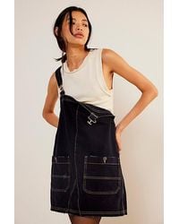 Free People - Overall Smock Mini Top At Free People In Blue Black, Size: Xs - Lyst