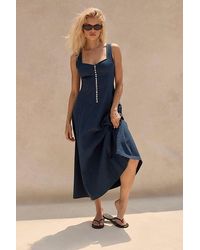 free-est - Holland Stretch Linen Midi Dress By - Lyst