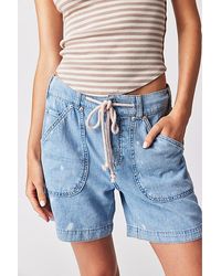 Free People - Second Chances Pull-on Shorts At Free People In Sea Blue, Size: Xs - Lyst