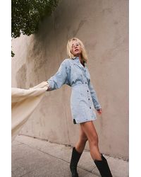 Free People - Amber Denim Dress At In Powder Blue, Size: Us 0 - Lyst