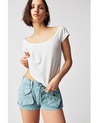 Free People - Waimea Slouchy Solid Shorts At In Slate Blue, Size: Xs - Lyst