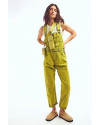 Free People - Ziggy Denim Overalls At Free People In Acid Yellow, Size: Xs - Lyst