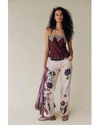 Free People - Tennessee Low-Rise Boyfriend Embroidered Jeans - Lyst