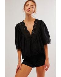 Free People - Costa Eyelet Top At In Black, Size: Xs - Lyst