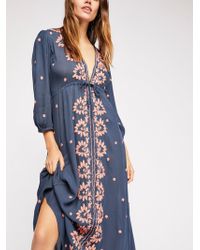 Free People Embroidered Fable Dress - Blue
