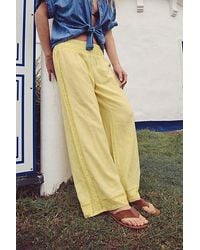 free-est - Seaside Cotton-Linen Lace Pants By - Lyst