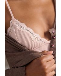 Intimately By Free People - Charlie Lace Microfiber Ribbed Longline Triangle Bralette By - Lyst