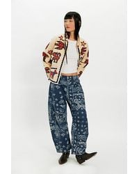 Free People - Good Luck Printed Barrel Jeans - Lyst