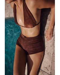 JADE Swim - Raya Terry Sheen High-Waisted Boyshort Bikini Bottoms - Lyst