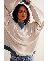 Free People - Classic Crew Colorblock Sweatshirt At In Tea Combo, Size: Small - Lyst