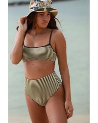 Thrills - All That Stripe High Waisted Bikini Bottoms At Free People In Mustard Gold, Size: Small - Lyst