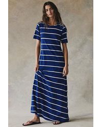 free-est - Sleek And Striped Cotton-Jersey Maxi Dress By - Lyst