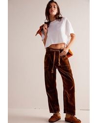 Free People - We The Free Moxie Flocked Pull-on Barrel Jeans - Lyst