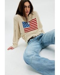 Denimist - Oversized Cropped American Flag Sweater - Lyst
