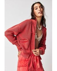 Free People - Worn Thru Surplus Cardi At Free People In High Risk Red, Size: Xs - Lyst