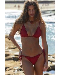 It's Now Cool - The Frill Tie Eco Bikini Bottoms At Free People In Chili Rib, Size: Small - Lyst