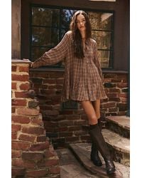 Free People - Backroads Plaid Mini Dress - Lyst