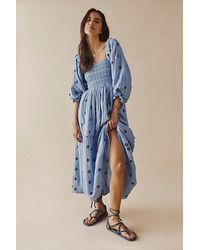 Free People - Dahlia Embroidered Maxi Dress - Lyst