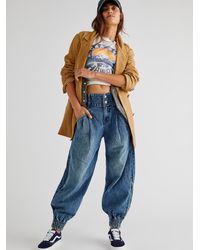 Free People Ari Slouchy Jogger Jeans - Blue