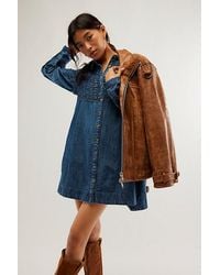 Free People - Denim Find Me Now Mini Dress At In Deep Sea, Size: Xs - Lyst