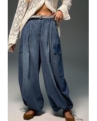 Free People - Wild Winds Cinched Wide-Leg Jeans - Lyst