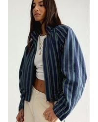 Free People - Devon Striped Balloon Funnel-Neck Jacket - Lyst