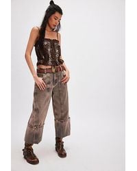 Free People - We The Free Olsen Cuffed Crop Barrel Jeans - Lyst