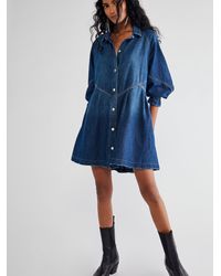 Free People Hannah Denim Mini Dress in 