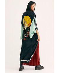 Free People Rising Sun Maxi Kimono - Black