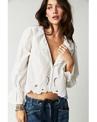 Free People - Maisie Cutwork Top At In Ivory, Size: Xs - Lyst