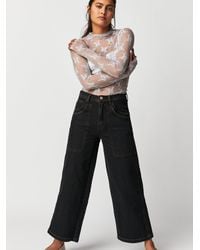 Free People Levi's High Water Wide Leg Jeans in Black | Lyst