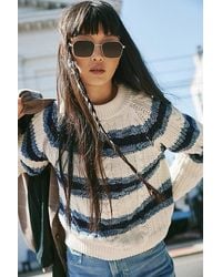 Free People - Frankie Striped Cable Knit Sweater - Lyst