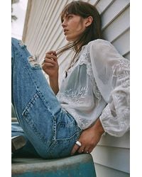 Free People - Dreamer Girl Embroidered Blouse - Lyst