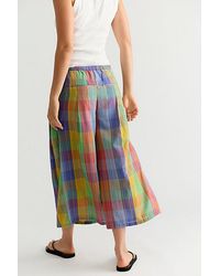 Free People - Telluride Wide-Leg Crop Pull-On Madras Pants - Lyst