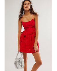 Damson Madder - Penelope Mini Dress At Free People In Red Broderie, Size: Us 2 - Lyst
