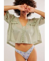 Free People - Printed Pointelle High Cut Thong - Lyst
