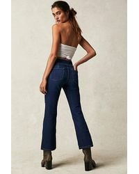 Free People - In My Feelings Cropped Slim Flare Jeans At Free People In Lilibet Blue, Size: Xs - Lyst