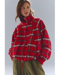 Free People - Chelsea Plaid Funnel-Neck Oversized Jacket - Lyst