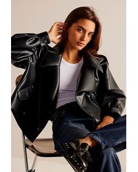 Free People - Alexis Vegan Leather Jacket At Free People In Black, Size: Small - Lyst