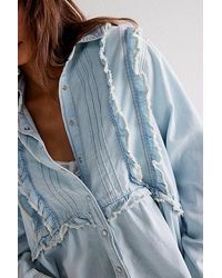 Free People - We The Free Ruffles And Denim Shirt - Lyst