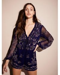 Free People Mimi Romper - Blue