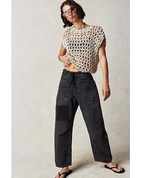 Free People - Moxie Pull-on Barrel Jeans At Free People In Night Hawk, Size: 24 - Lyst