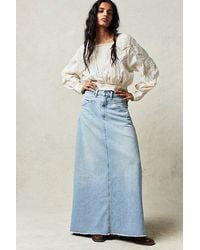 Free People - Come As You Are Denim Maxi Skirt At Free People In Light Blue, Size: Us 2 - Lyst