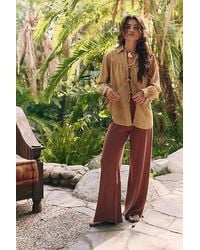 Free People - Avalon Cotton-Linen Sweater Pants - Lyst