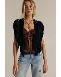Urban outfitters Black Leather Fringe Harness Top large UO Gabriette Fringe Tie-Front Faux Leather Halter Top  main image 2