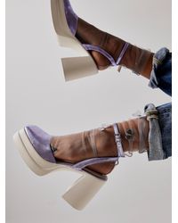 Free People Double Stack Platform Mary Janes Heels in Black | Lyst